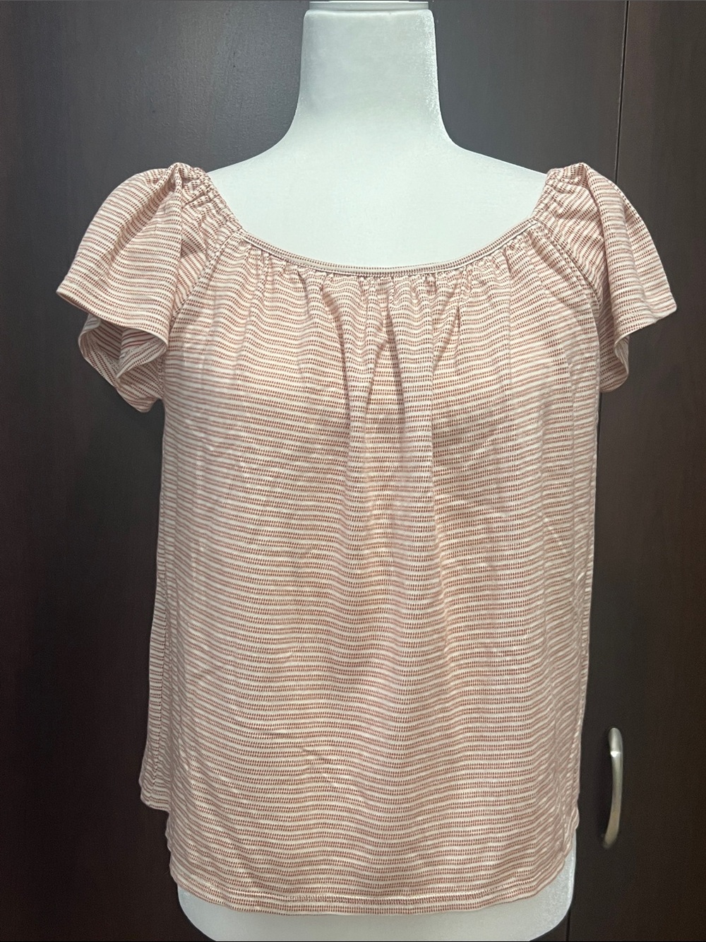 a.n.a Blush Pink Striped On or Off-Shoulder Top Sz Med NWT
